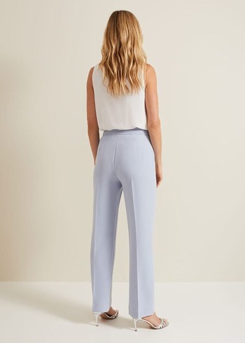 Phase Eight Alexis Pleat Waistband Trousers Blue USA | 5097216-ZQ